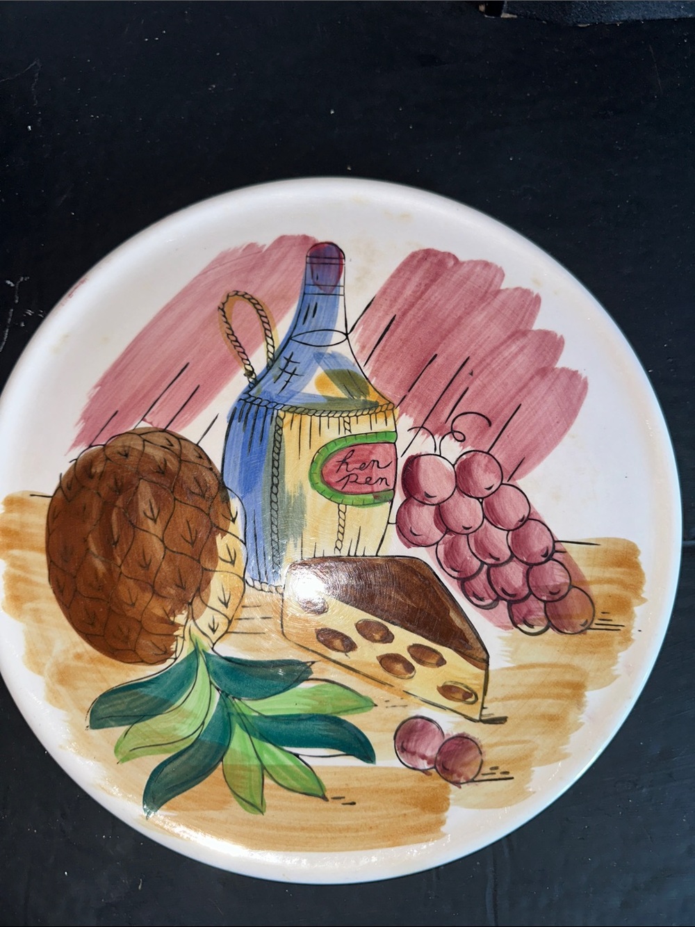 Vintage Eagle Brand Ironstone Hand-Painted Cheese Plate